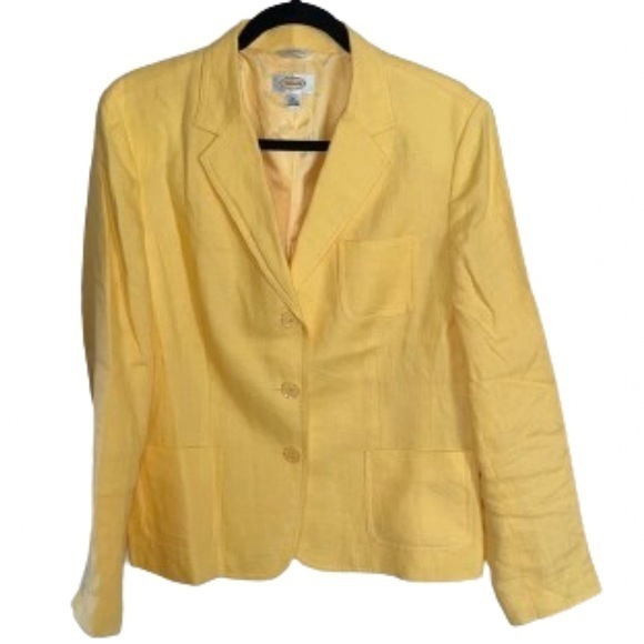 Talbots yellow Irish Linen blazer suit Jacket size 14 - Picture 1 of 4